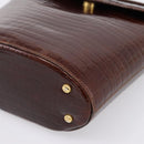 CELINE Shoulder Bag Leather Brown Gold Tone Auth 202143A-9