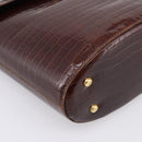 CELINE Shoulder Bag Leather Brown Gold Tone Auth 202143A-14