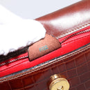 CELINE Shoulder Bag Leather Brown Gold Tone Auth 202143A-12