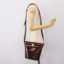 CELINE Shoulder Bag Leather Brown Gold Tone Auth 202143A-22