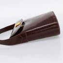 CELINE Shoulder Bag Leather Brown Gold Tone Auth 202143A-3