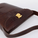 CELINE Shoulder Bag Leather Brown Gold Tone Auth 202143A-6
