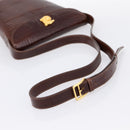 CELINE Shoulder Bag Leather Brown Gold Tone Auth 202143A-7