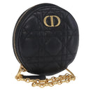 Christian Dior Canage Chain Shoulder Bag Leather Black Gold Auth 202146V-1