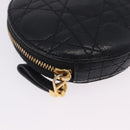 Christian Dior Canage Chain Shoulder Bag Leather Black Gold Auth 202146V-10