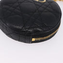 Christian Dior Canage Chain Shoulder Bag Leather Black Gold Auth 202146V-11
