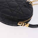 Christian Dior Canage Chain Shoulder Bag Leather Black Gold Auth 202146V-13