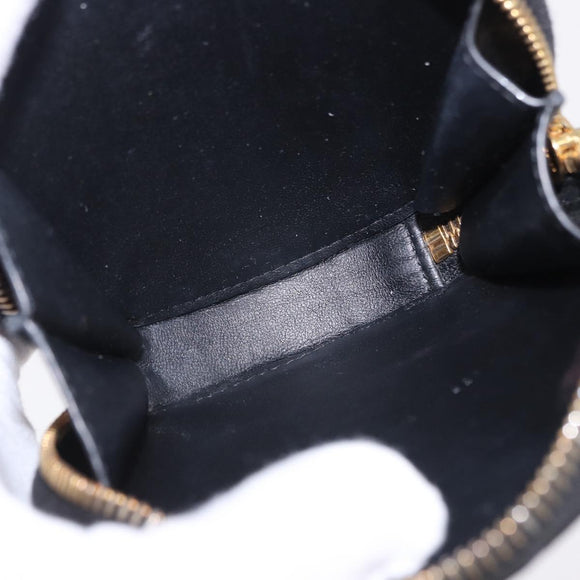 Christian Dior Canage Chain Shoulder Bag Leather Black Gold Auth 202146V