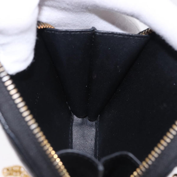 Christian Dior Canage Chain Shoulder Bag Leather Black Gold Auth 202146V