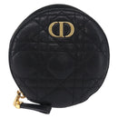 Christian Dior Canage Chain Shoulder Bag Leather Black Gold Auth 202146V-2