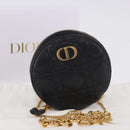 Christian Dior Canage Chain Shoulder Bag Leather Black Gold Auth 202146V-22
