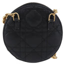 Christian Dior Canage Chain Shoulder Bag Leather Black Gold Auth 202146V-3