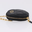 Christian Dior Canage Chain Shoulder Bag Leather Black Gold Auth 202146V-5
