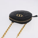 Christian Dior Canage Chain Shoulder Bag Leather Black Gold Auth 202146V-6