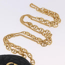 Christian Dior Canage Chain Shoulder Bag Leather Black Gold Auth 202146V-8