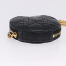 Christian Dior Canage Chain Shoulder Bag Leather Black Gold Auth 202146V-9
