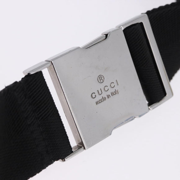 GUCCI GG Canvas Waist Bag Black Silver 28566 Auth 202152