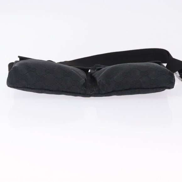 GUCCI GG Canvas Waist Bag Black Silver 28566 Auth 202152