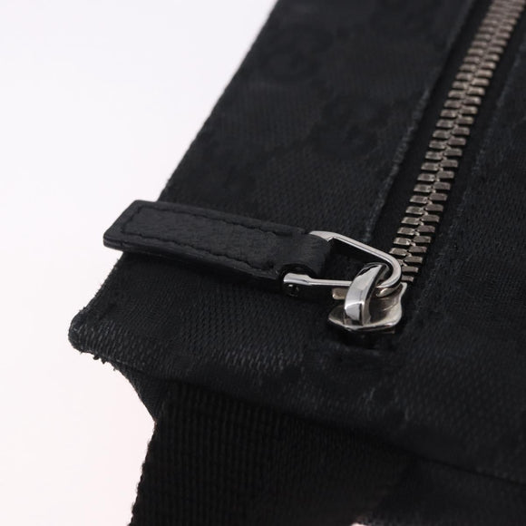 GUCCI GG Canvas Waist Bag Black Silver 28566 Auth 202152