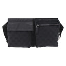 GUCCI GG Canvas Waist Bag Black Silver 28566 Auth 202152-2