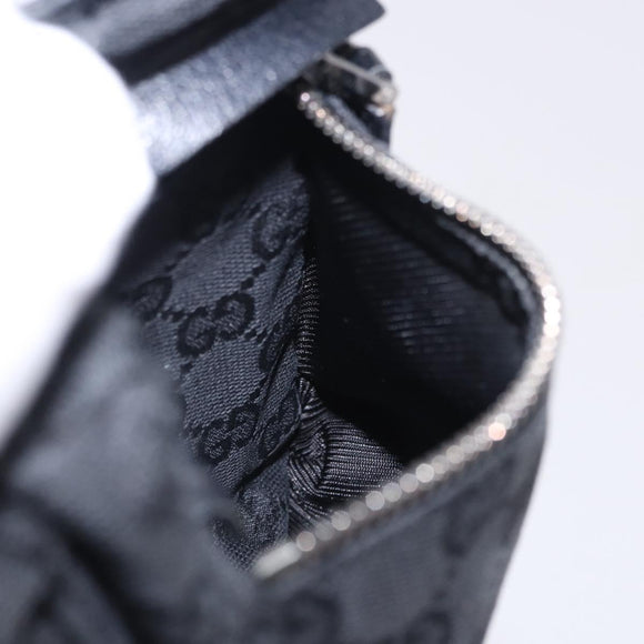 GUCCI GG Canvas Waist Bag Black Silver 28566 Auth 202152