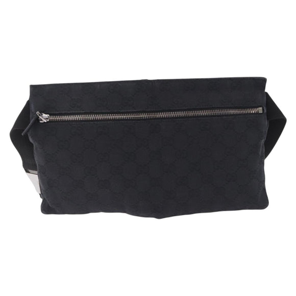 GUCCI GG Canvas Waist Bag Black Silver 28566 Auth 202152
