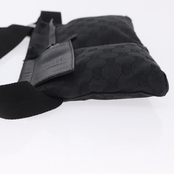 GUCCI GG Canvas Waist Bag Black Silver 28566 Auth 202152