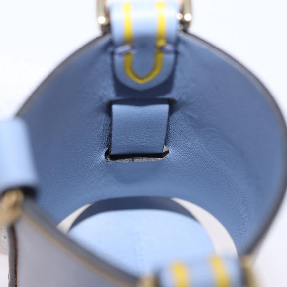 FENDI Dispenser Holder Pouch Leather Light Blue Gold Auth 202153M