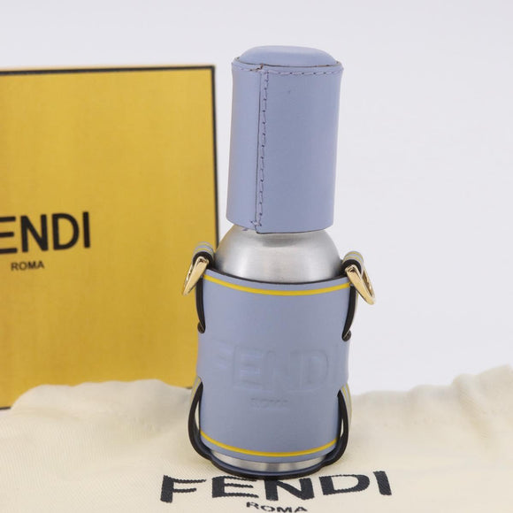 FENDI Dispenser Holder Pouch Leather Light Blue Gold Auth 202153M
