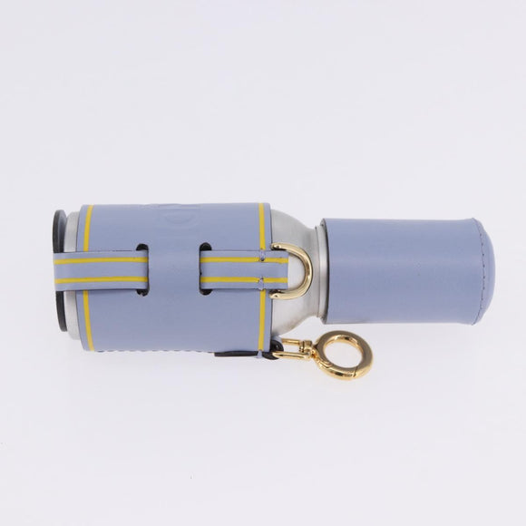 FENDI Dispenser Holder Pouch Leather Light Blue Gold Auth 202153M