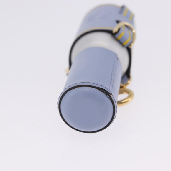 FENDI Dispenser Holder Pouch Leather Light Blue Gold Auth 202153M