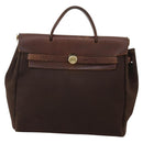 HERMES Herbag Ad Backpack Canvas 2way Brown Gold Tone Auth 202155-2