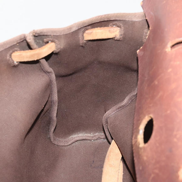HERMES Herbag Ad Backpack Canvas 2way Brown Gold Tone Auth 202155