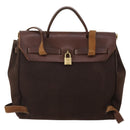 HERMES Herbag Ad Backpack Canvas 2way Brown Gold Tone Auth 202155-3