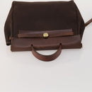 HERMES Herbag Ad Backpack Canvas 2way Brown Gold Tone Auth 202155-6