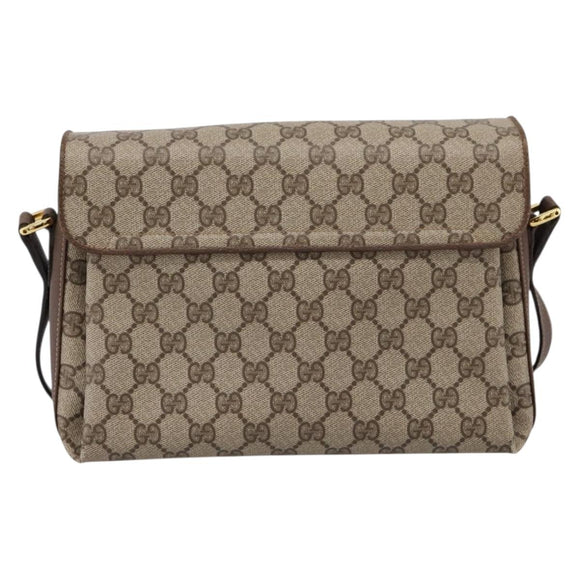 GUCCI GG Supreme Web Sherry Shoulder Bag PVC Beige Gold 904 02 084 Auth 202159