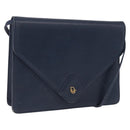 Christian Dior Shoulder Bag Leather Navy Gold Tone Auth 202161-1