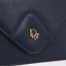 Christian Dior Shoulder Bag Leather Navy Gold Tone Auth 202161-15
