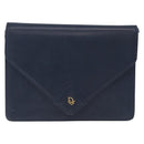 Christian Dior Shoulder Bag Leather Navy Gold Tone Auth 202161-2
