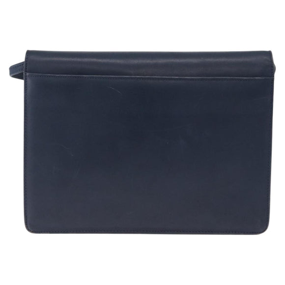 Christian Dior Shoulder Bag Leather Navy Gold Tone Auth 202161