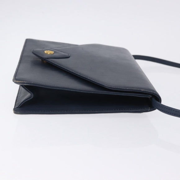 Christian Dior Shoulder Bag Leather Navy Gold Tone Auth 202161
