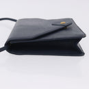 Christian Dior Shoulder Bag Leather Navy Gold Tone Auth 202161-5