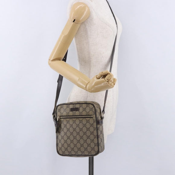 GUCCI GG Supreme Shoulder Bag PVC Beige Gold Tone 233268 Auth 202163