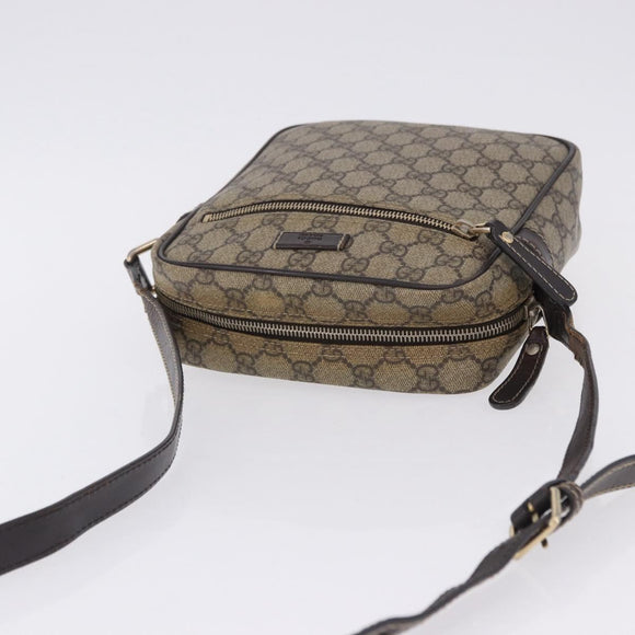 GUCCI GG Supreme Shoulder Bag PVC Beige Gold Tone 233268 Auth 202163