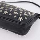 Jimmy Choo Accessory Pouch Leather Black Silver Auth 202164A-10