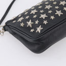 Jimmy Choo Accessory Pouch Leather Black Silver Auth 202164A-11