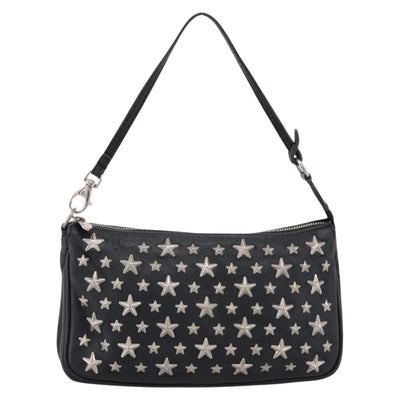 Jimmy Choo Accessory Pouch Leather Black Silver Auth 202164A - 0