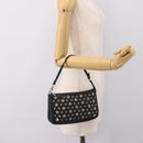 Jimmy Choo Accessory Pouch Leather Black Silver Auth 202164A-22