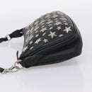 Jimmy Choo Accessory Pouch Leather Black Silver Auth 202164A-4