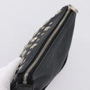 Jimmy Choo Accessory Pouch Leather Black Silver Auth 202164A-6